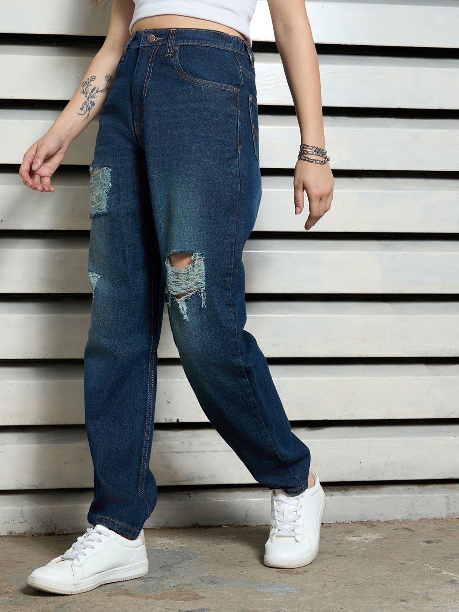 High Star Blue Relaxed Fit High Rise Jeans