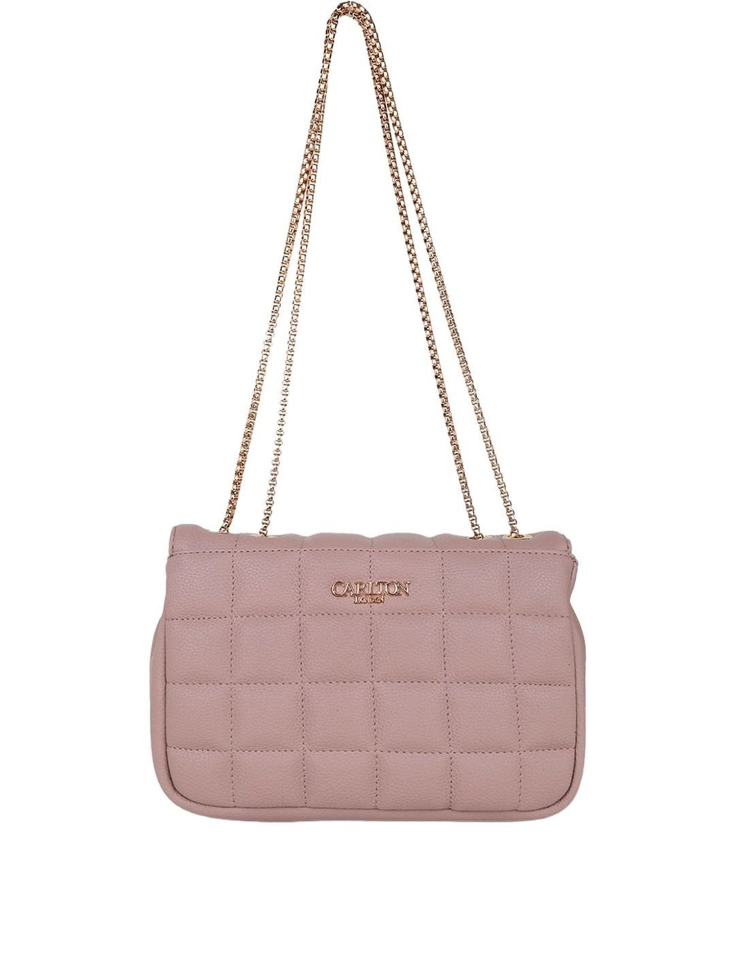 Carlton London Pink Quilted Medium Sling Handbag