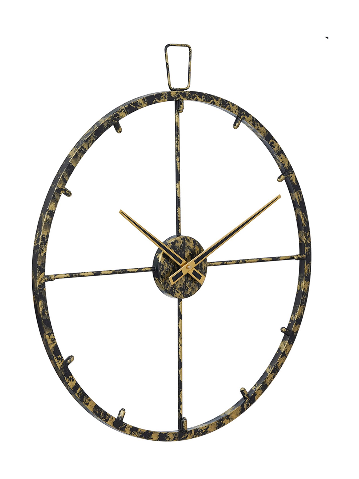 CHRONIKLE Round Black & Gold Iron Wall Clock