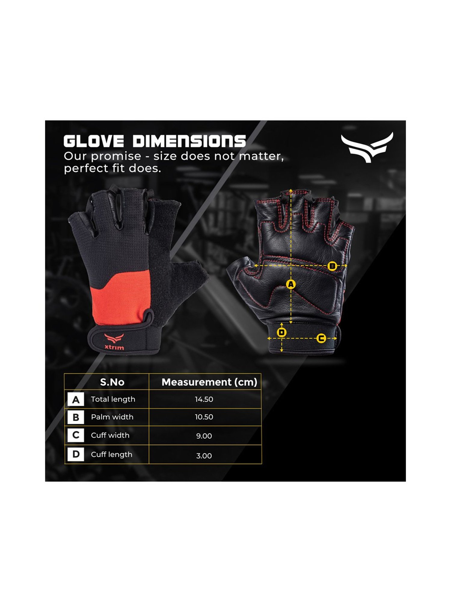 Xtrim One Fit Pro Leather Gym Gloves (Red) Size - Free Size