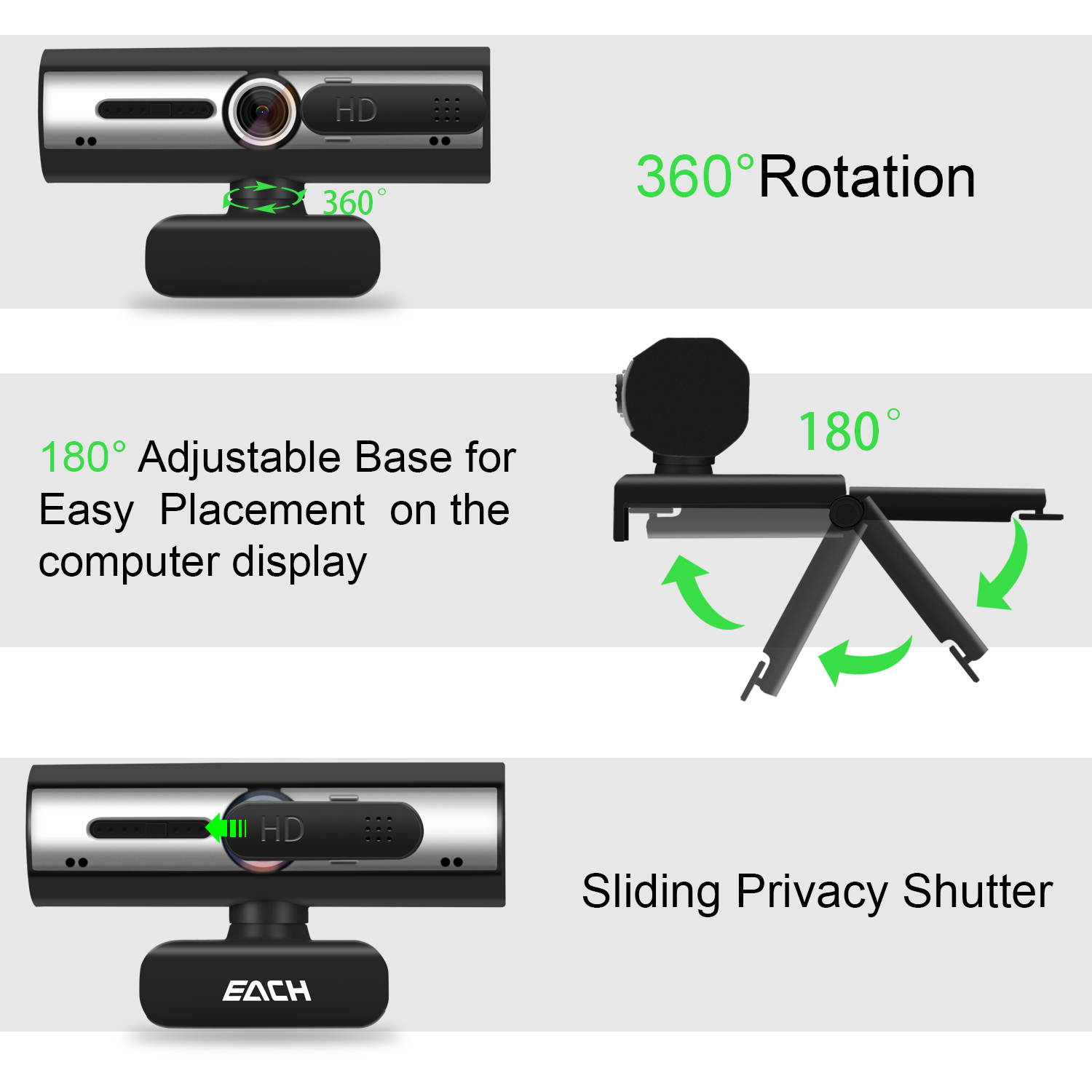 AutoFocus Full HD Webcam 1080P with Dual Noise-cancelling Microphones and with Privacy Shutter-USB Computer Camera for PC Laptop Desktop Mac Video Calls, Conference Skype (tripod not included)