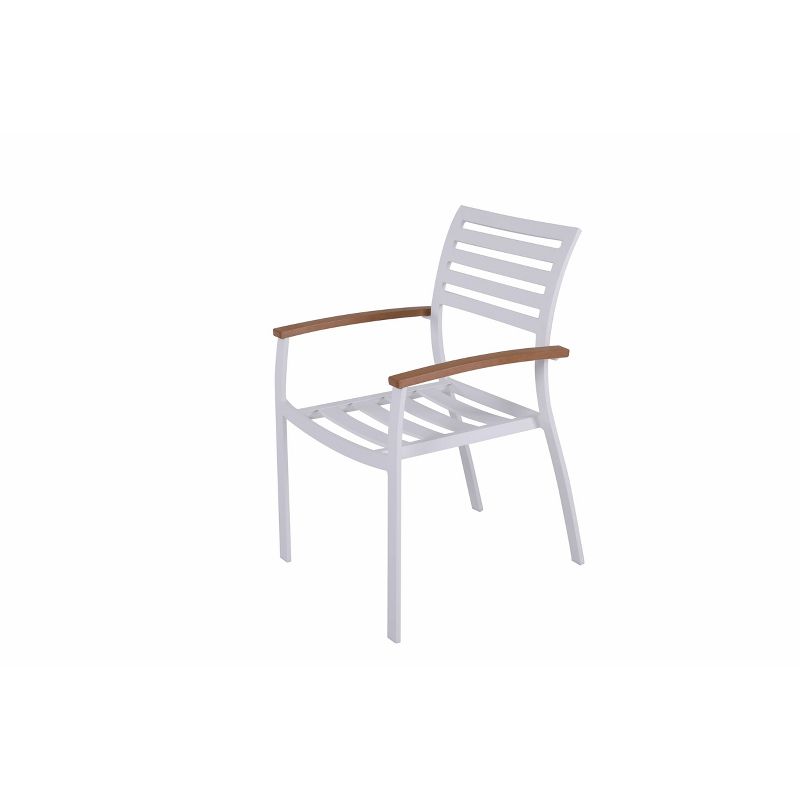 6pc Patio Stackable Aluminum Cushioned Dining Chairs - White - Nuu Garden