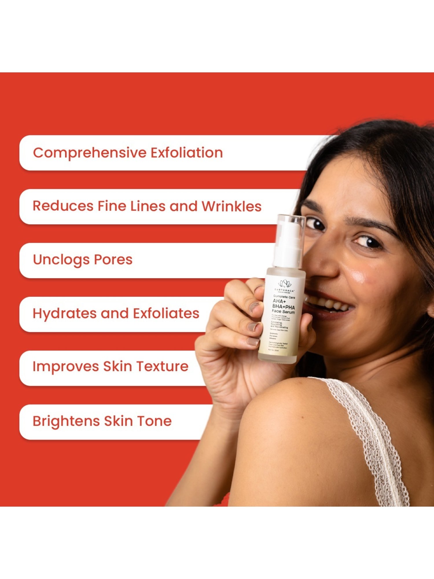 Earthraga Complete Care AHA+BHA+PHA Face Serum - 30 ml