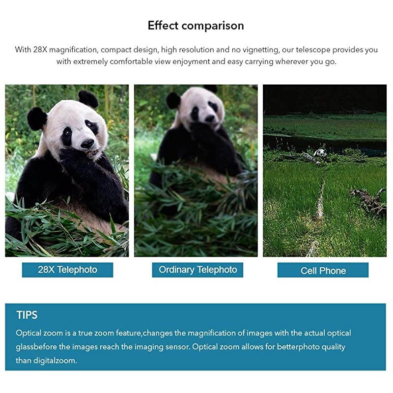 High Power 28x HD Phone Telephoto Lens with Remote Shutter Works with iPhone X/XR Samsung Pixel Android Any Smartphones