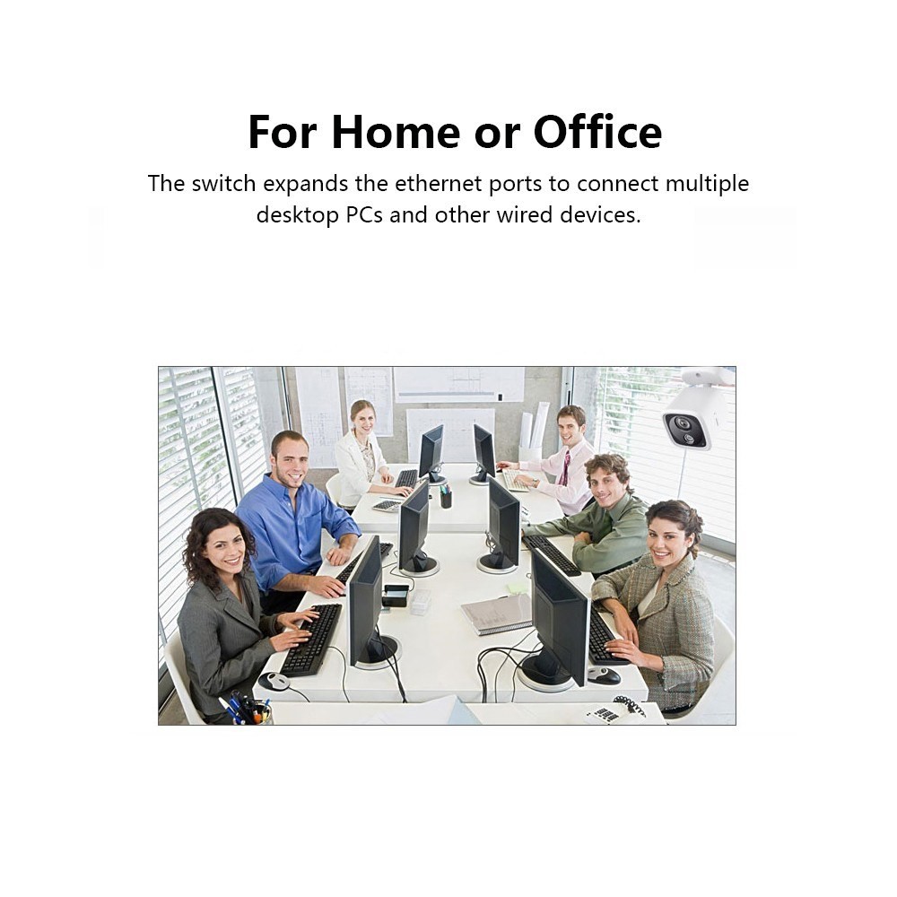 SW08 8-Port Switch Gigabit 10/100Mbps Ethernet Switch Splitter Home Office US Plug