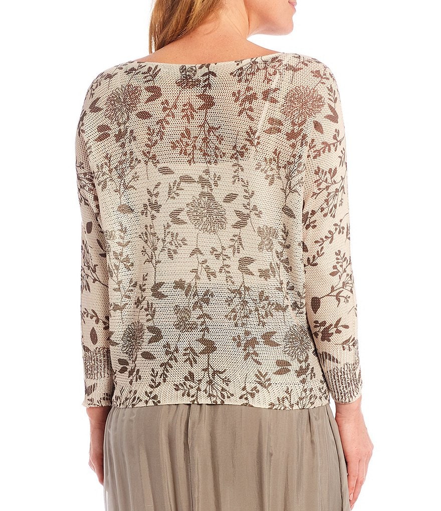 M Made In Italy Boat Neck Floral Print Knit Top