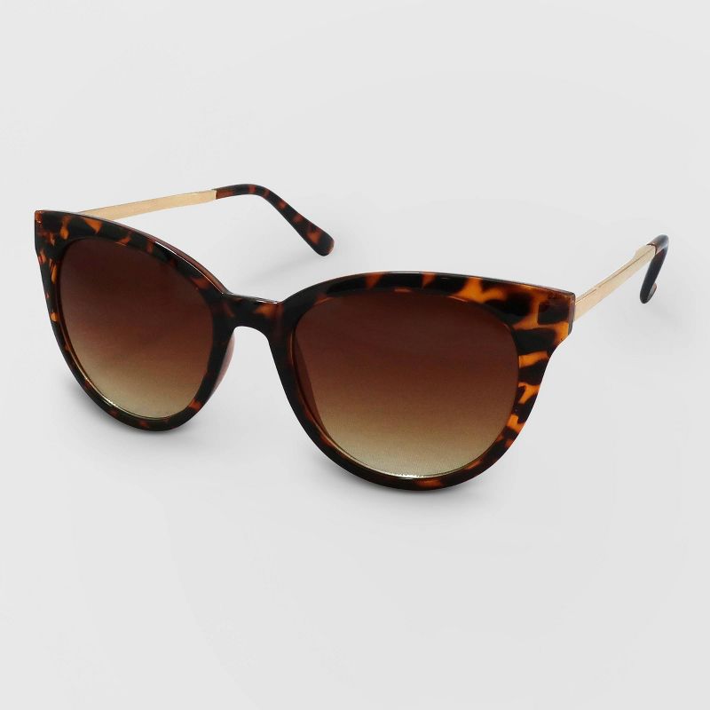 Women's Animal Print Cateye Plastic Metal Combo Sunglasses - A New Day™ Brown