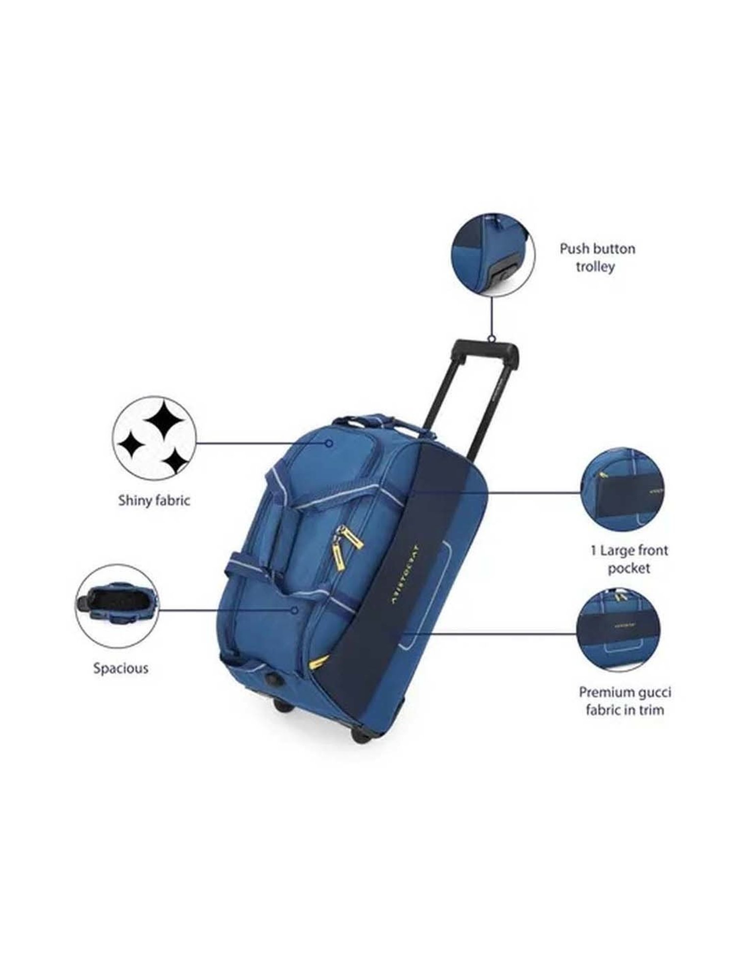 Aristocrat Delta Blue Medium Duffle Trolley Bag