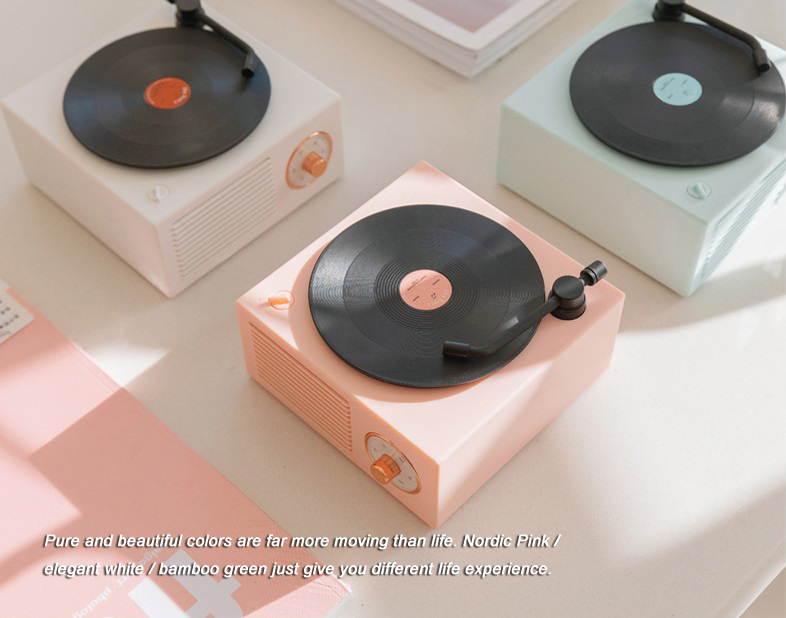 Bluetooth Speaker Mini Music Player Subwoofer Nostalgic Retro Record Wireless Player