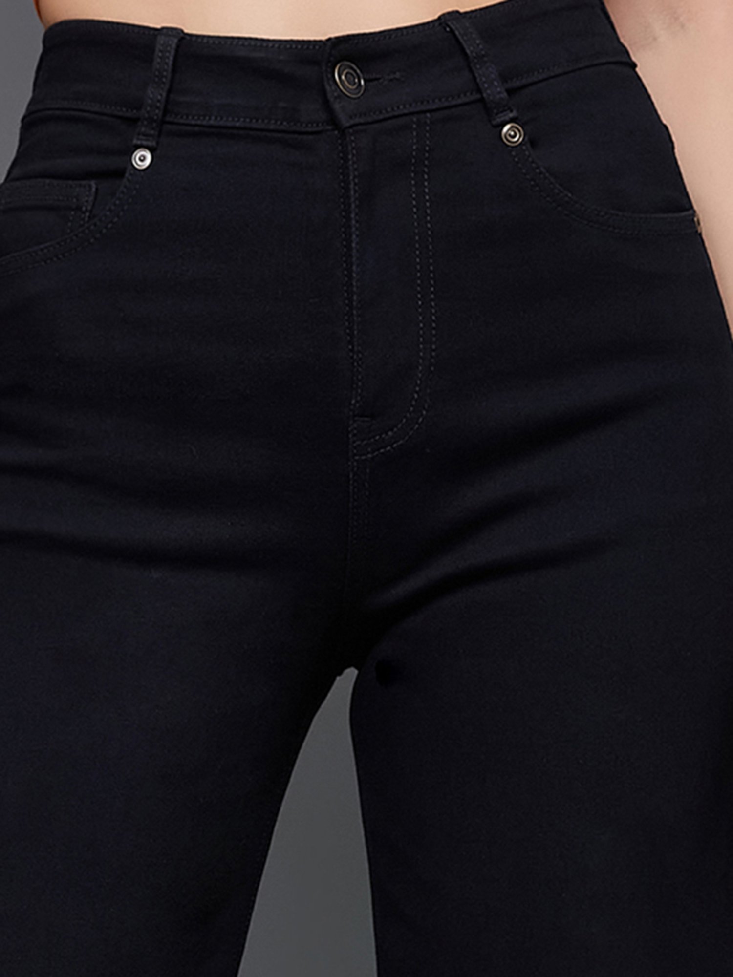 Miss Chase Black Denim Relaxed Fit High Rise Jeans