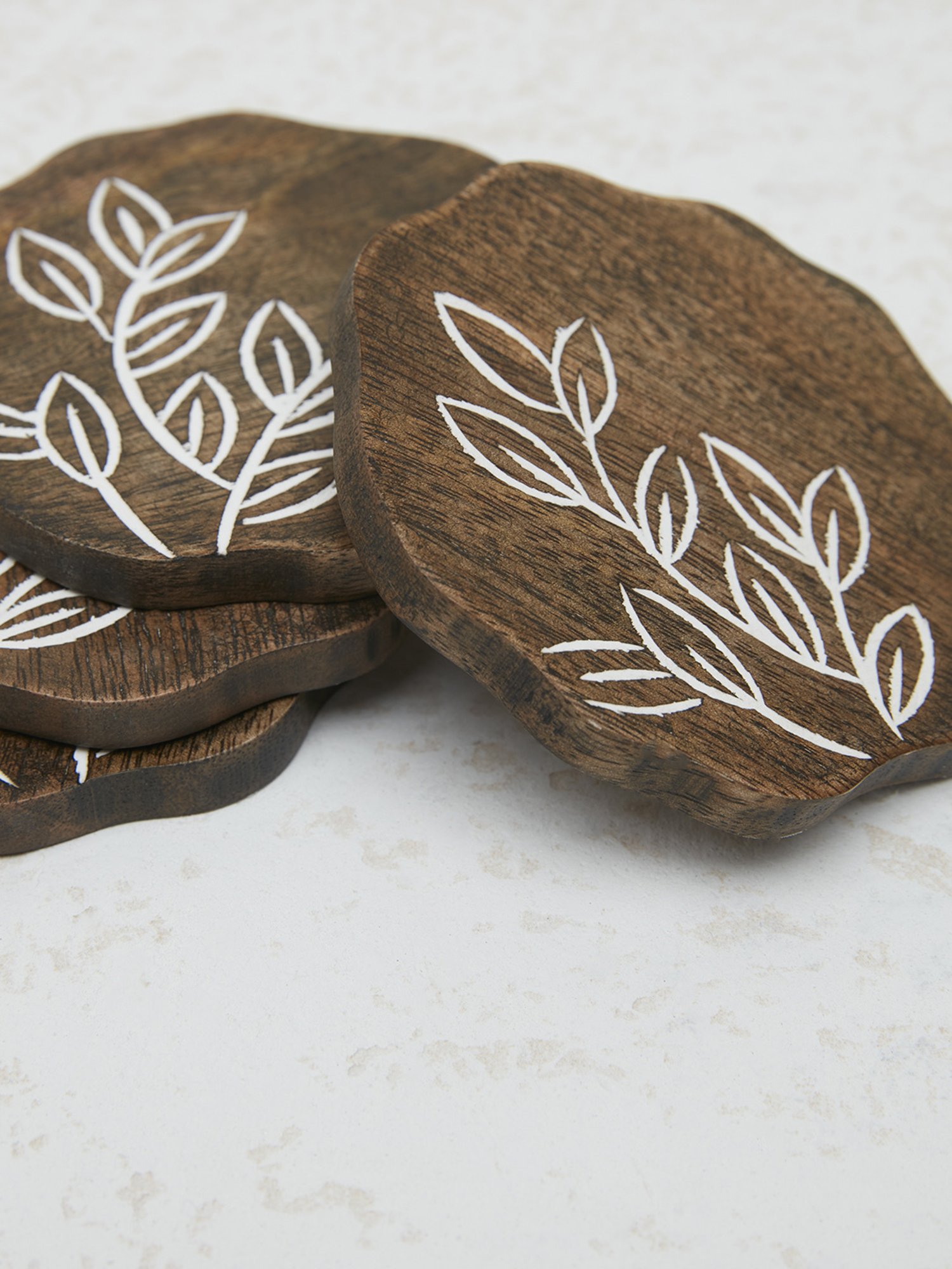 Karo Tapi Printed Multicolor Wood Coasters - Set of 6