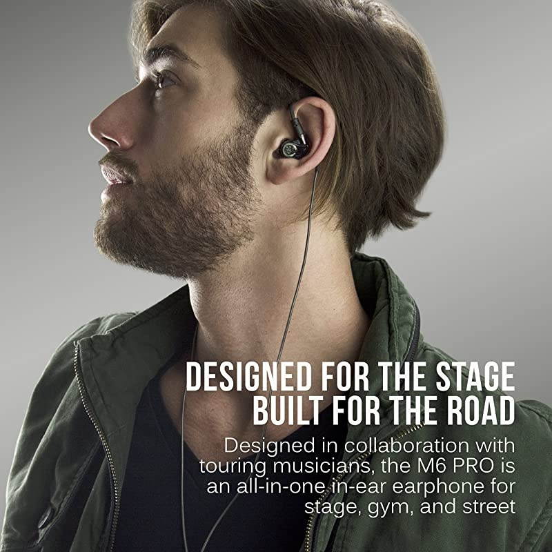 M6 PRO Musicians InEar Monitors with Detachable Cables UniversalFit and NoiseIsolating 2nd Generation Black