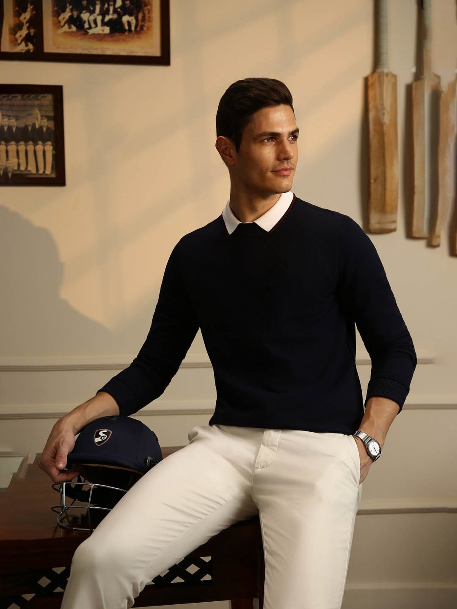 Peter England Casuals Navy Regular Fit Sweater