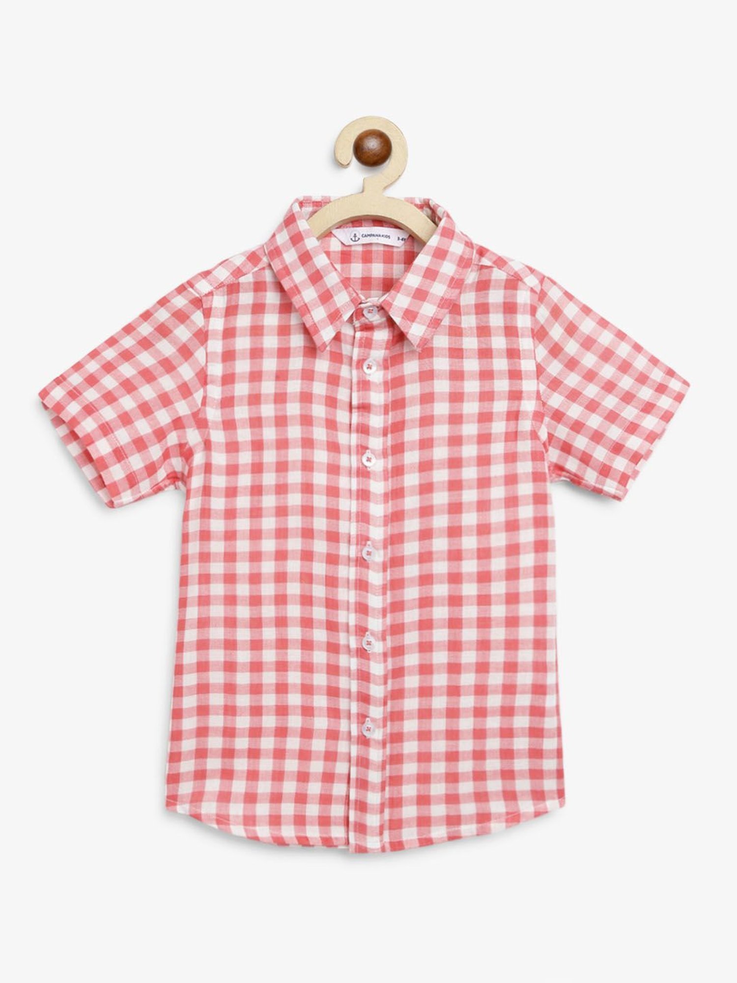 Campana Kids Red & White Checks Shirt