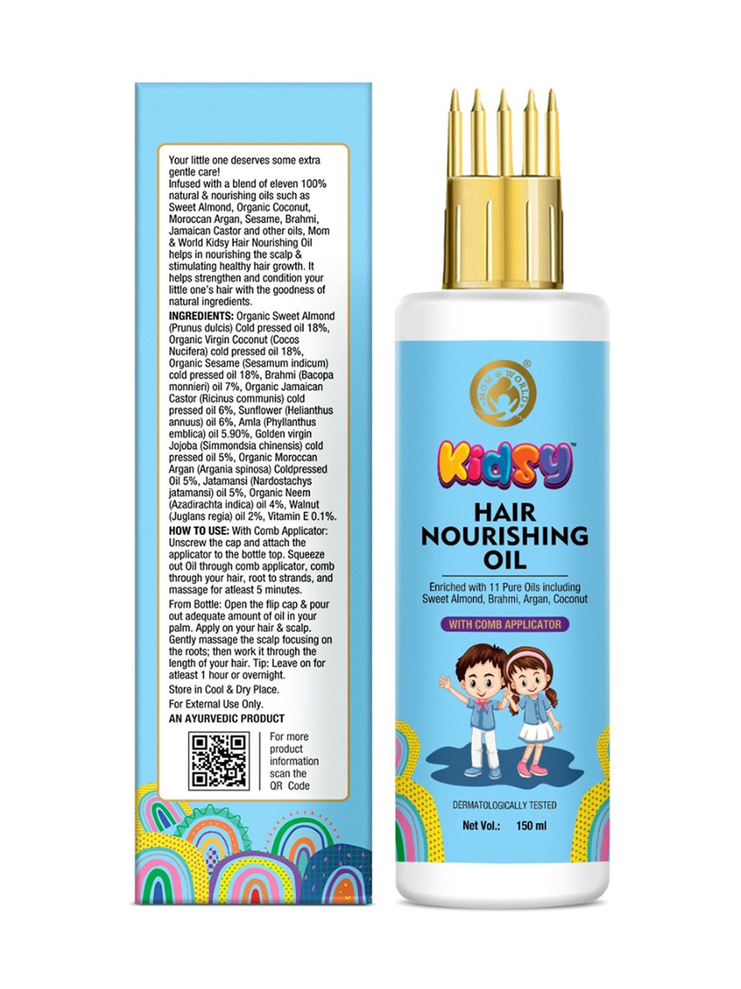 Mom & World Kidsy Hair Nourishing Oil With Comb Applicator for Kids - 150ml