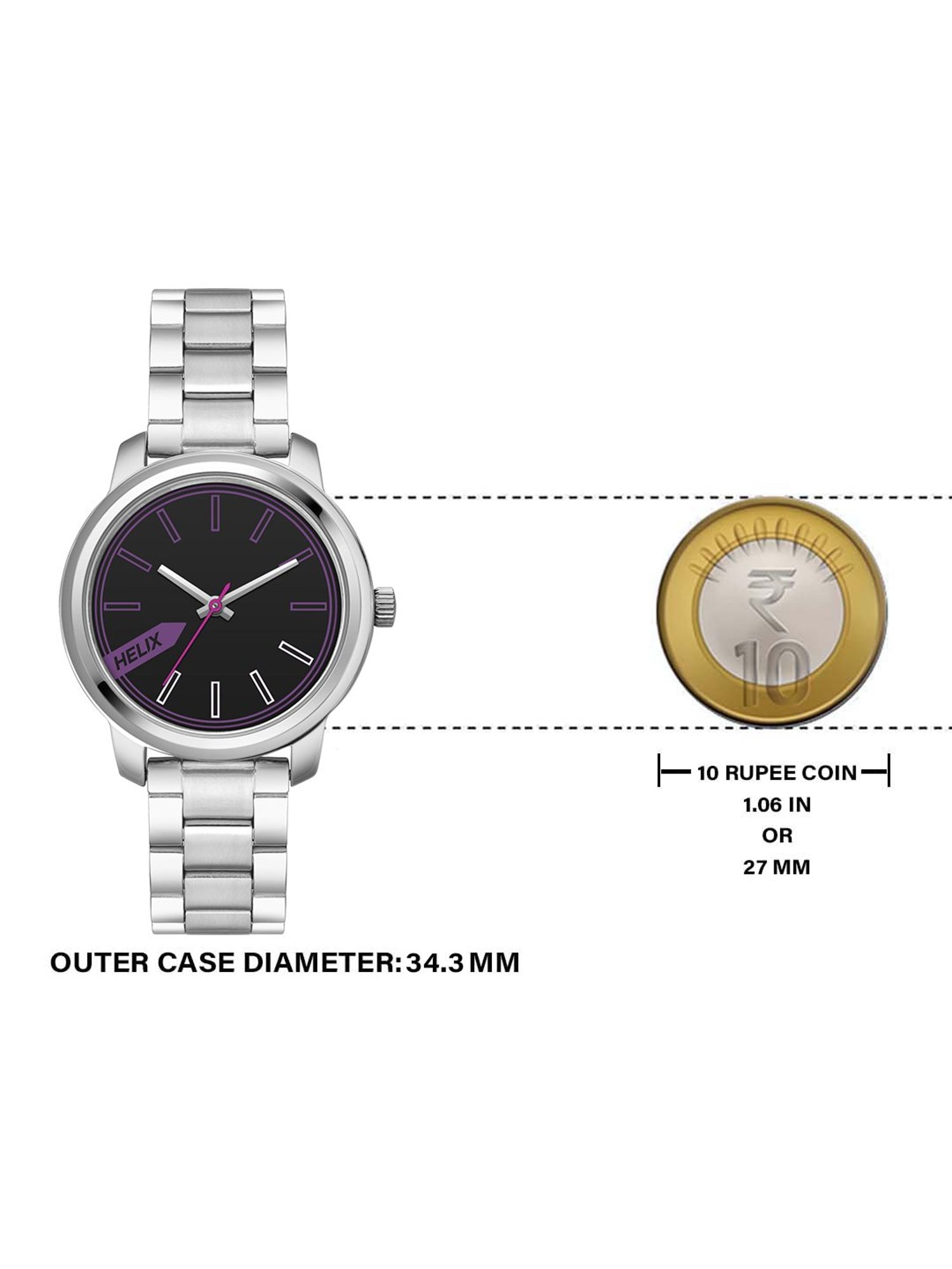 Helix By Timex Black Round Dial Analog Brass Women Watch - TW048HL03