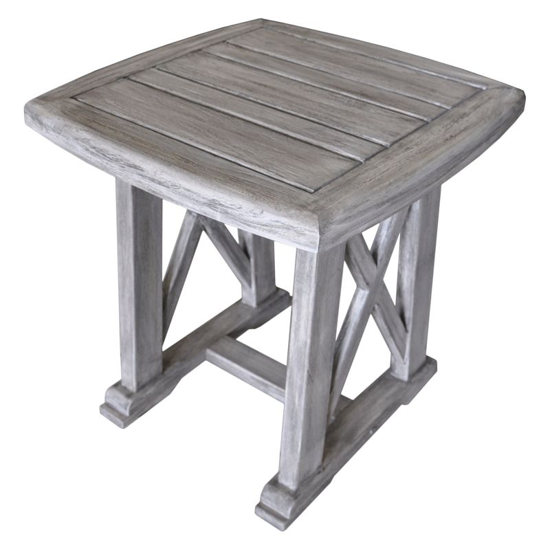 Teak Surf Side Outdoor Side Table - Driftwood Gray - Courtyard Casual