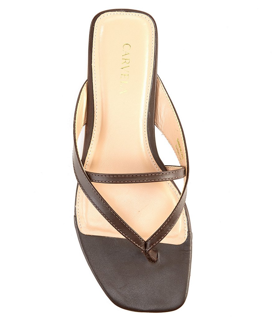 Carvela Grand Leather Square Toe Thong Sandals