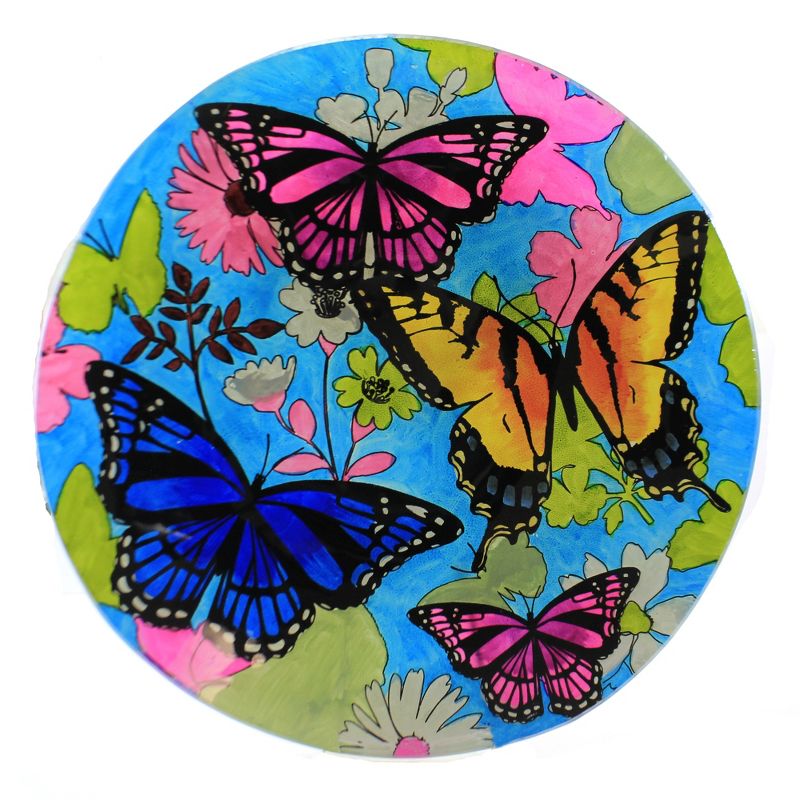 Home & Garden 20.0" Bountiful Birdbath W/Stand Floral Colorful Evergreen Enterprises Inc  -  Bird Baths