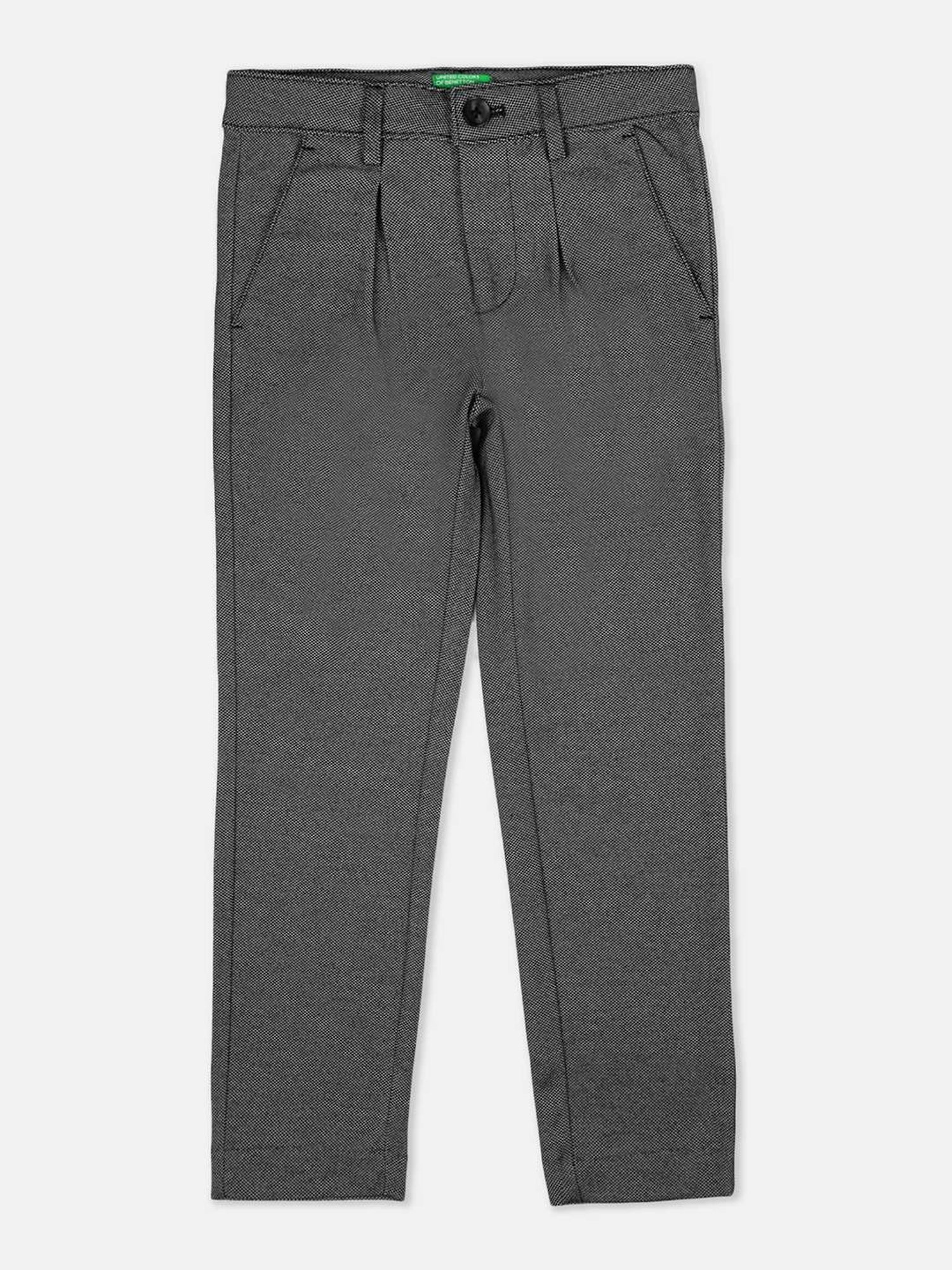 United Colors of Benetton Boys Grey Textured Pattern Trousers