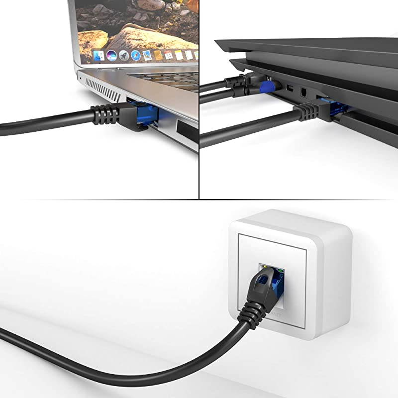 Ethernet Network Lan Patch Cable 1 foot x5 transfers a maximum internet speed of 1GB is compatible with Gigabit networks Switches Routers Modems with RJ45 port in blue