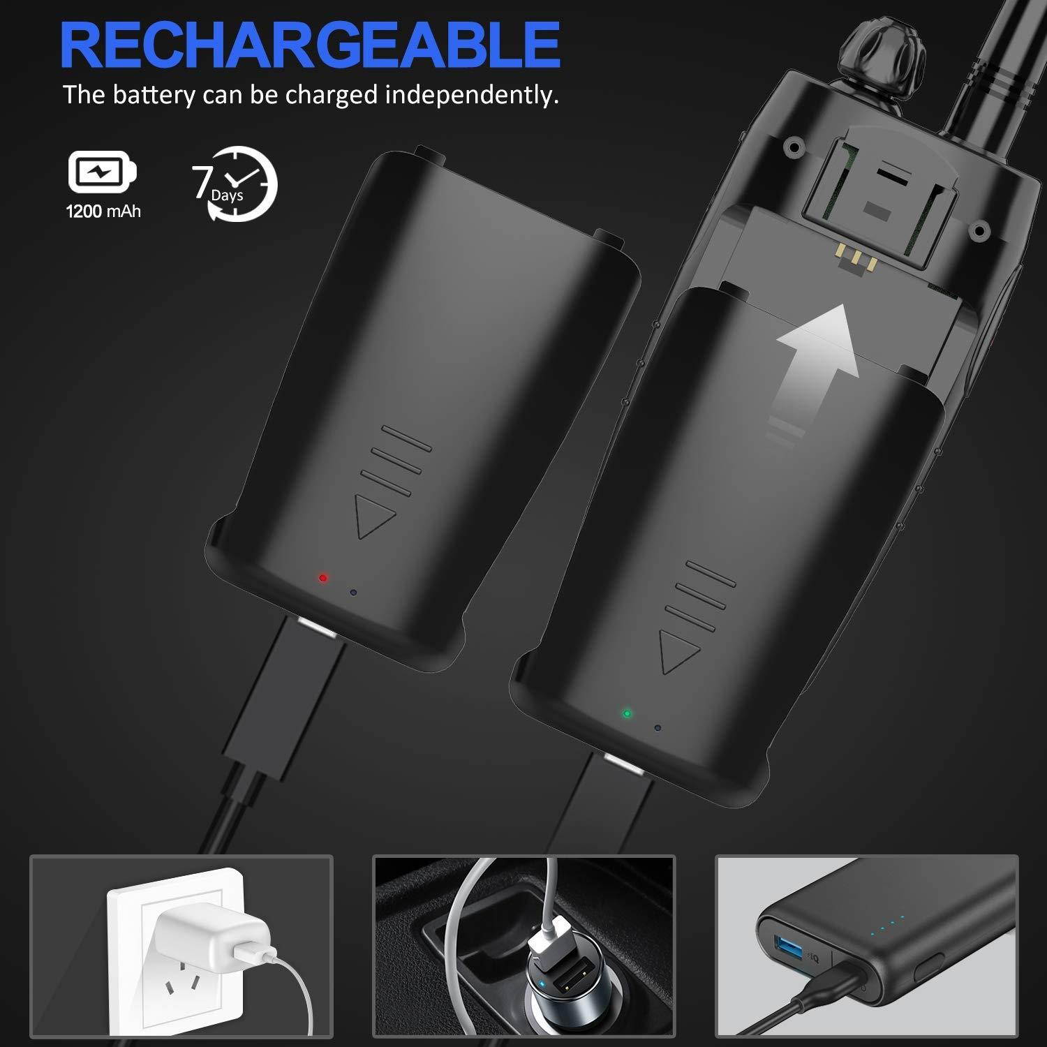 Rechargeable Walkie Talkies for Adults, 22 Channel FRS Long Range Walkie Talkie Two Way Radio with 1500mAh Rechargeable Li-ion Battery for Adult Outdoor, Business, Camping, Cruising