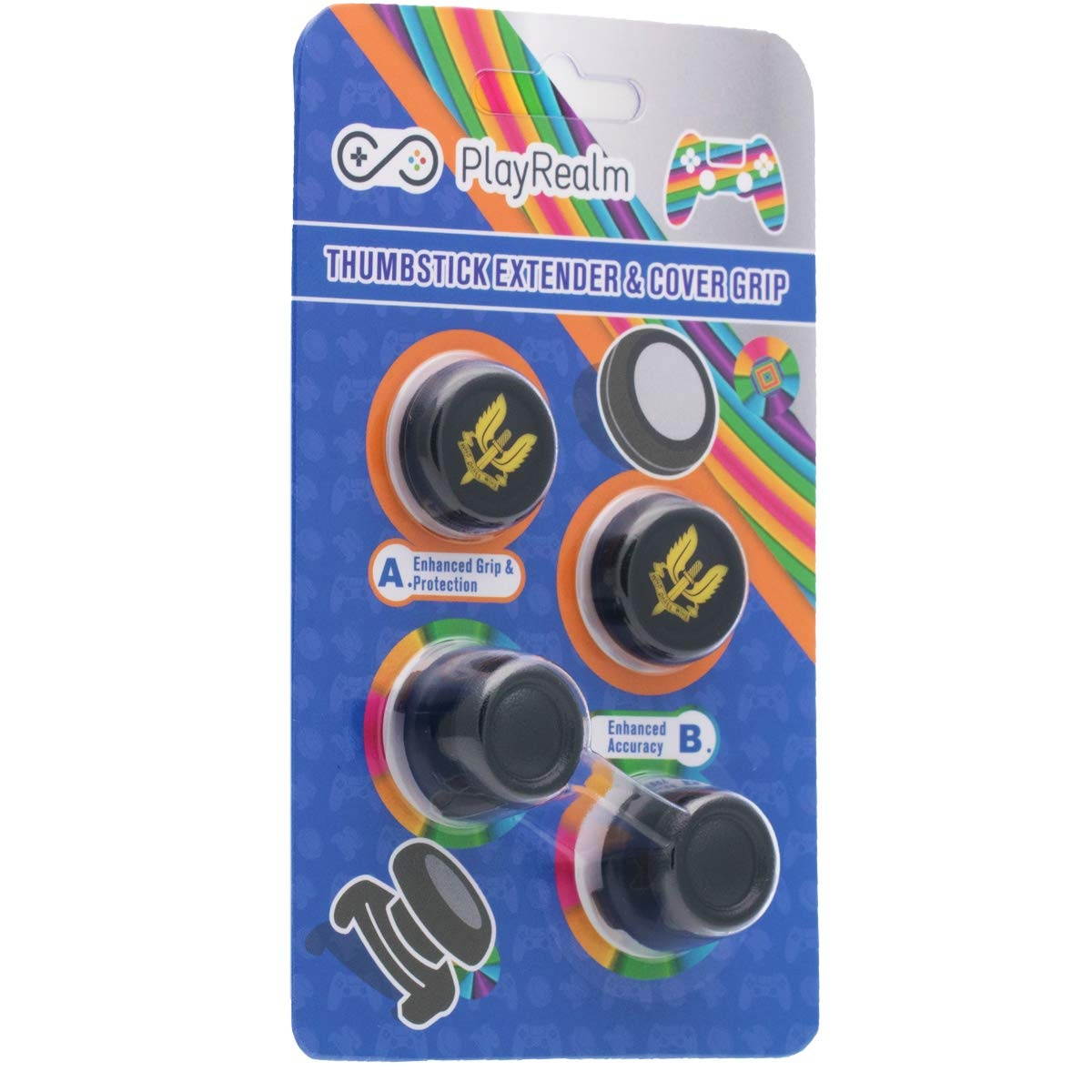 FPS Thumbstick Extender & Printing Rubber Silicone Grip Cover 2 Sets for PS5 Dualsenese & PS4 Controller (SAS Who Dares Wins)