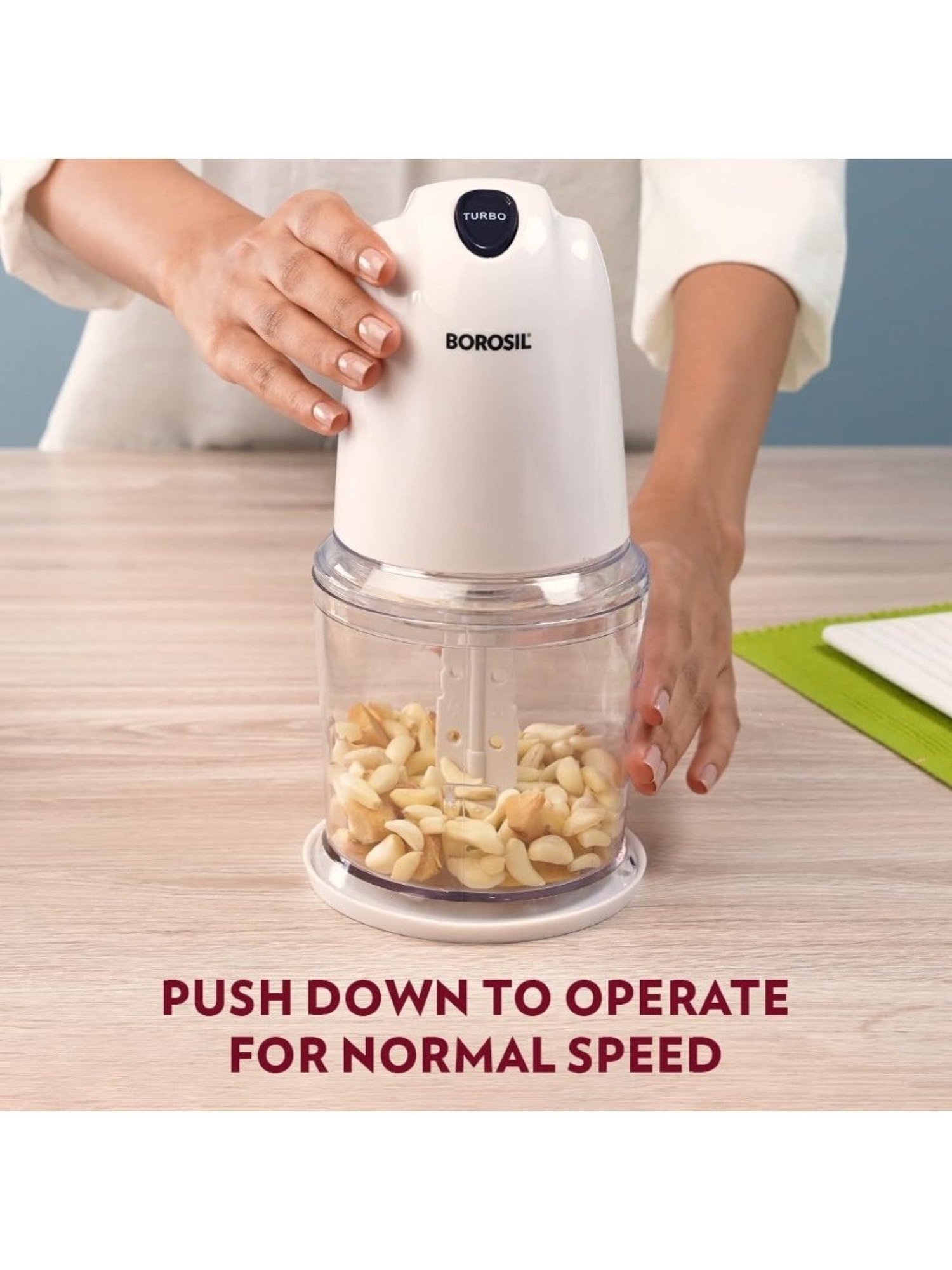 Borosil Chef Delite&iquest;Electric Chopper 260W with Stainless Steel Blades (White)