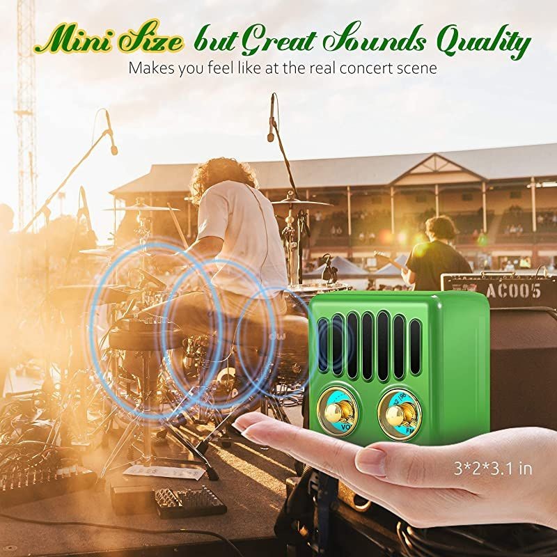 Vintage Radio Retro Bluetooth Speaker  FM Radio with Bluetooth 42 Old Fashioned Classic Style Good Bass Enhancement Loud Volume TF CardAUX Portable for Home Office Kitchen Green