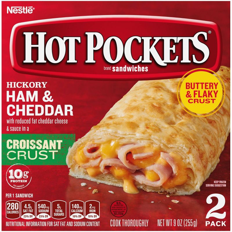 Hot Pockets Croissant Crust Frozen Hickory Ham & Cheddar  - 9oz/2ct