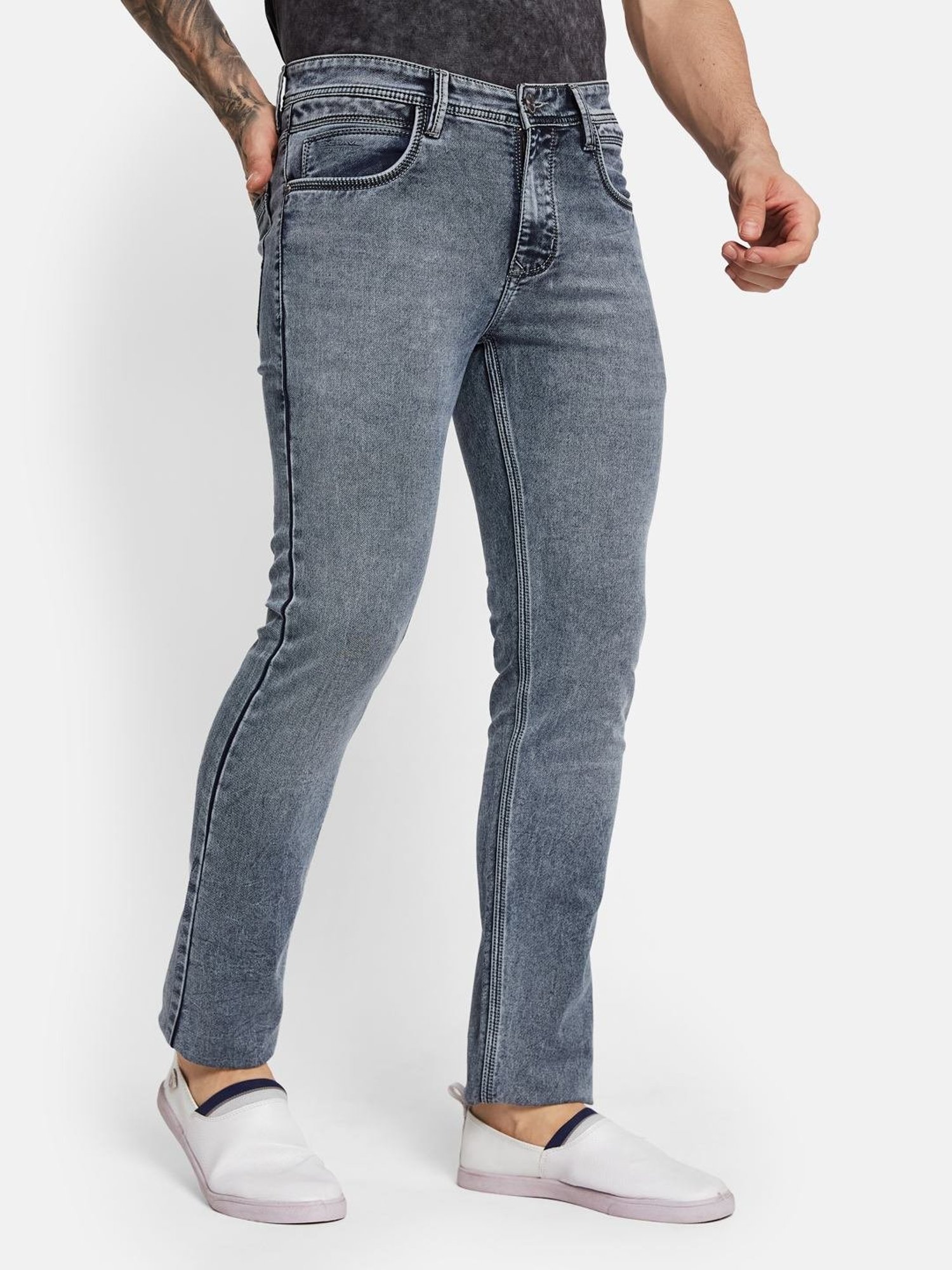 Octave Graphite Cotton Regular Fit Jeans