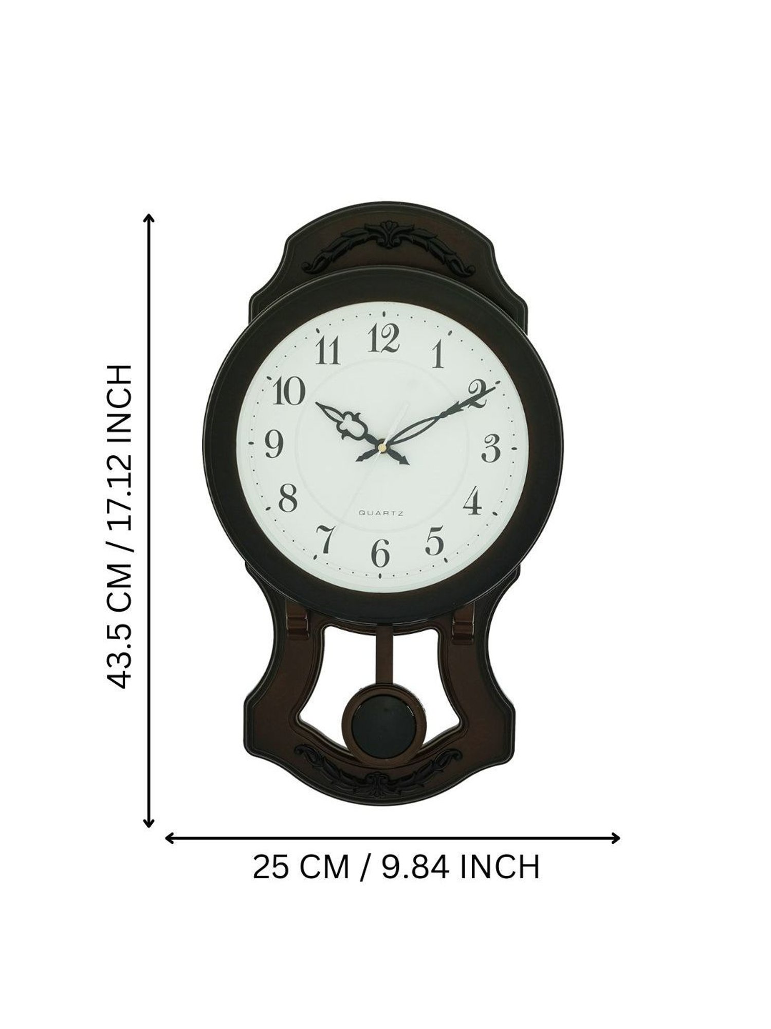 CHRONIKLE Elegant Vertical Black & Brown Plastic Wall Clock