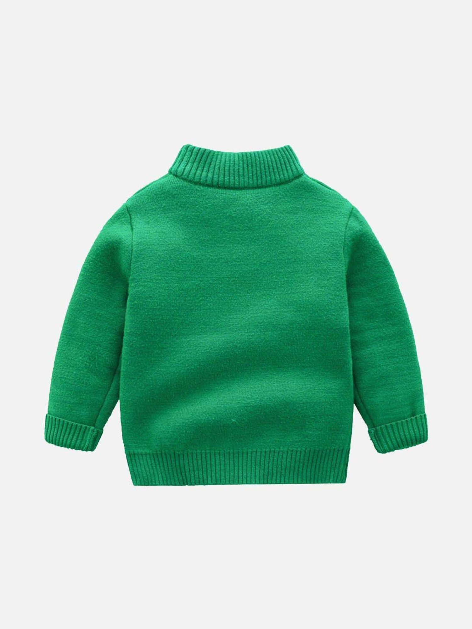 Little Surprise Box Santa Monogram Green Printed Full Sleeves Sweater