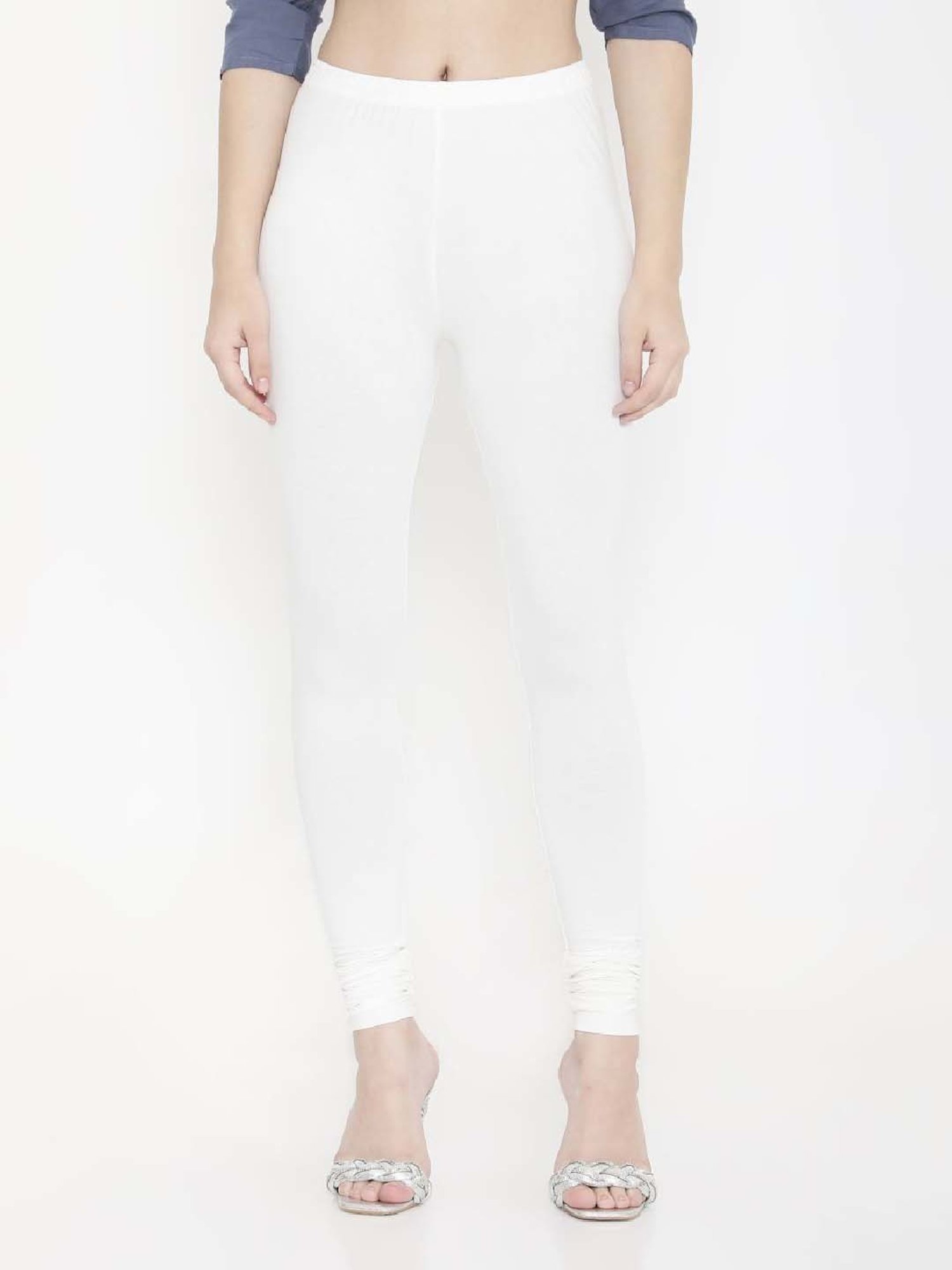 FEELINGS White Plain Churidar Leggings