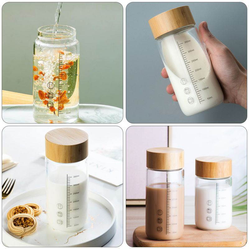 1pc Water Bottle Glass Coffee Bottle Milk Bottle Glass Cup for Office Hotel Cafe Home