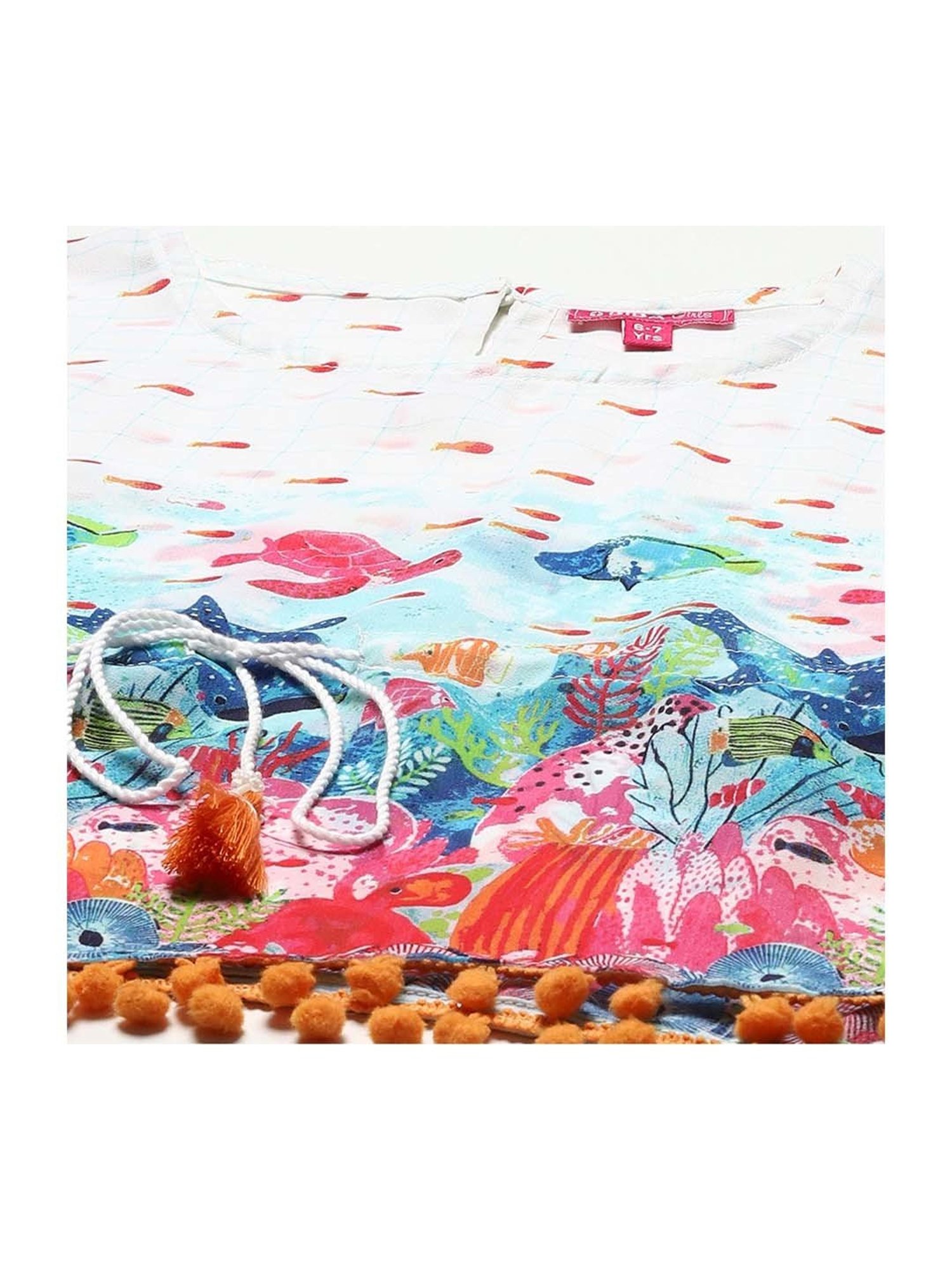 BIBA Girls Multicolor Printed Kaftan Set