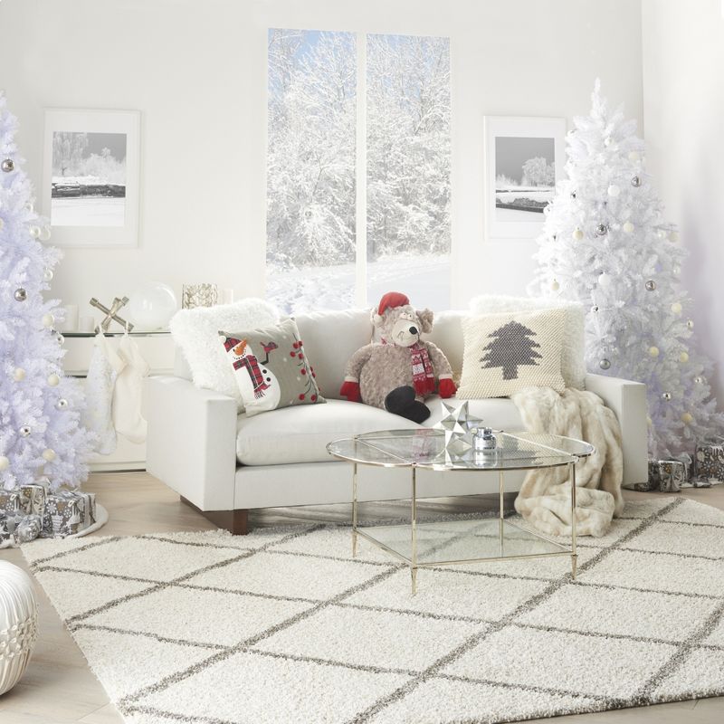 Mina Victory Home For The Holiday White Rabbit Fur Stocking 17" x 10"