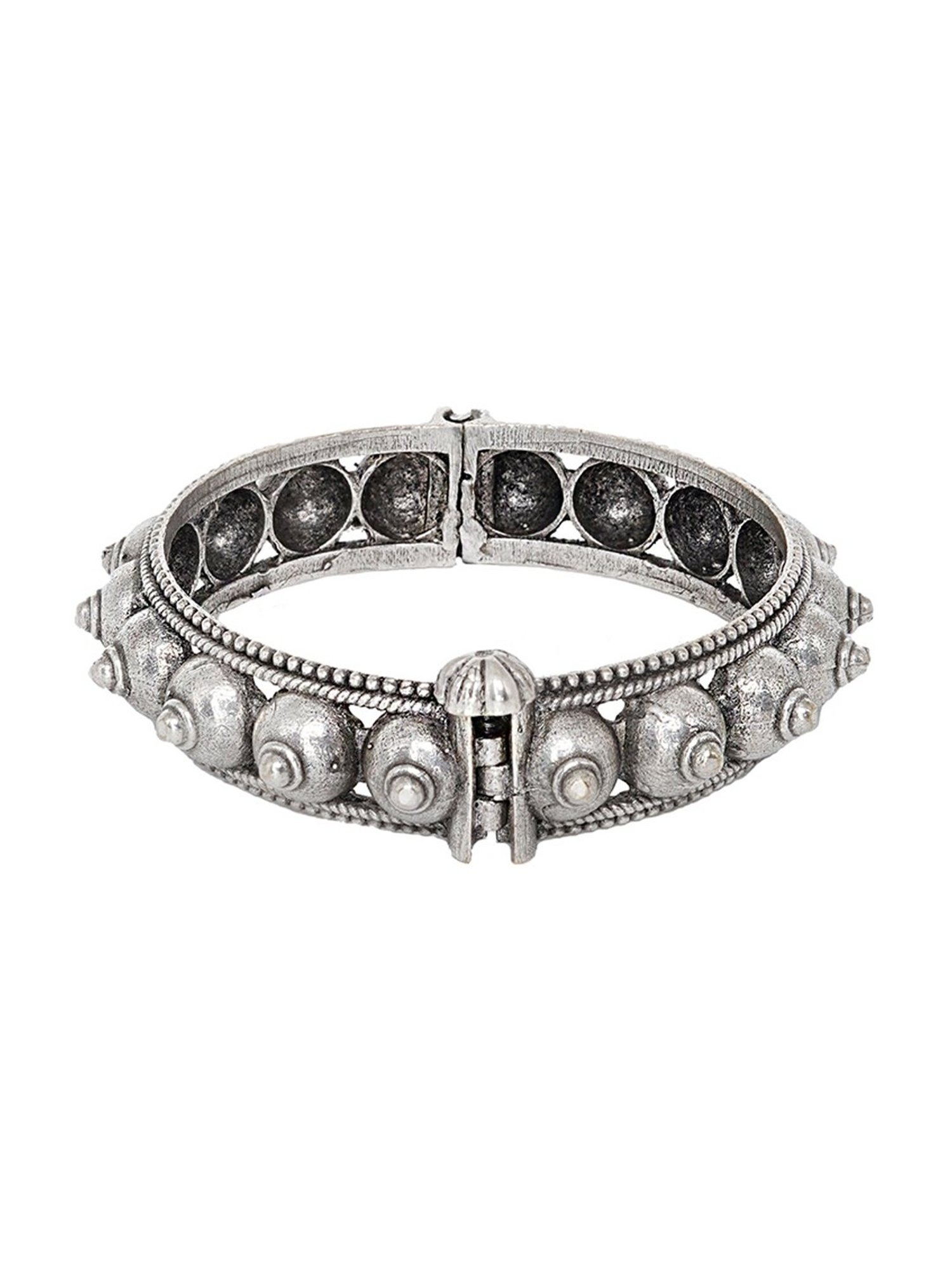 Teejh Ethnic  Sharmila Silver Oxidized Bangle for Women