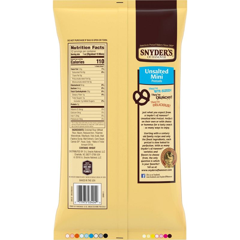 Snyder's of Hanover Unsalted Fat Free Mini Pretzels - 12oz