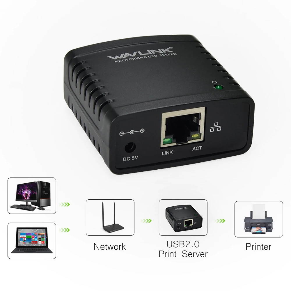 Mini  2.0 network print server 100Mbps  HUB LRP Printer Server Share a LAN Ethernet Power Adapter with Windows for Canon