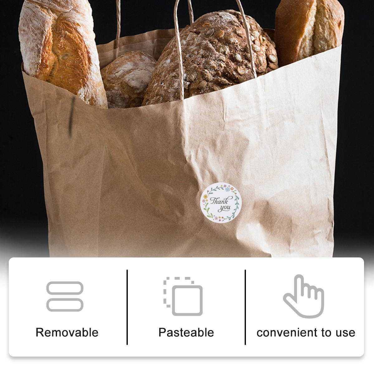 500Pcs/Roll Floral Pattern Thank You Sticker Sealing Labels Handmade Stickers