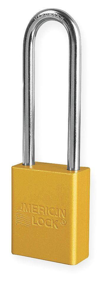 Anodized Aluminum Padlock, Yellow, Key Alk