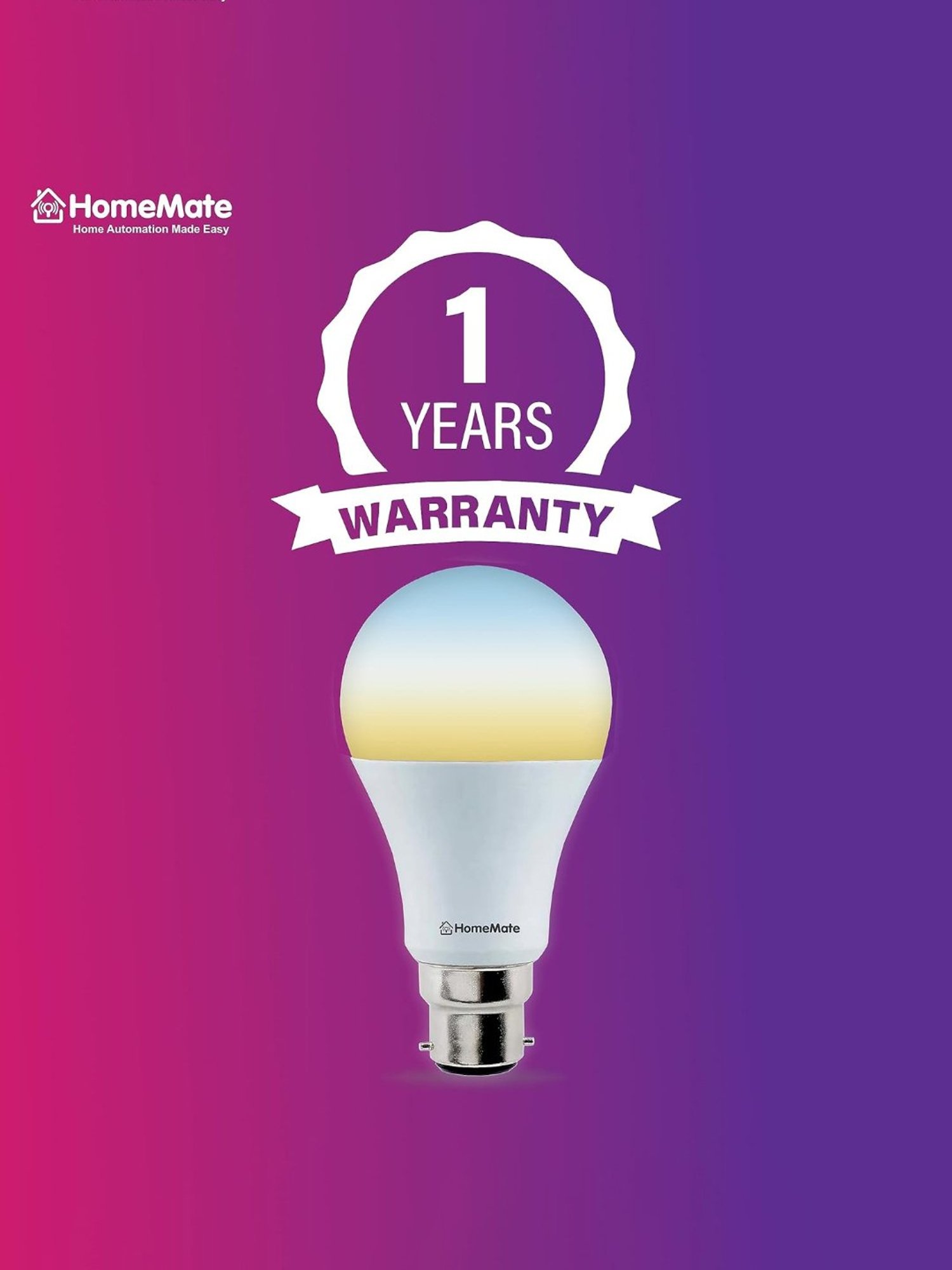 HomeMate WiFi CCT 12 Watt Smart Bulb Compatible with Alexa, Google Home and Siri (Multicolor)