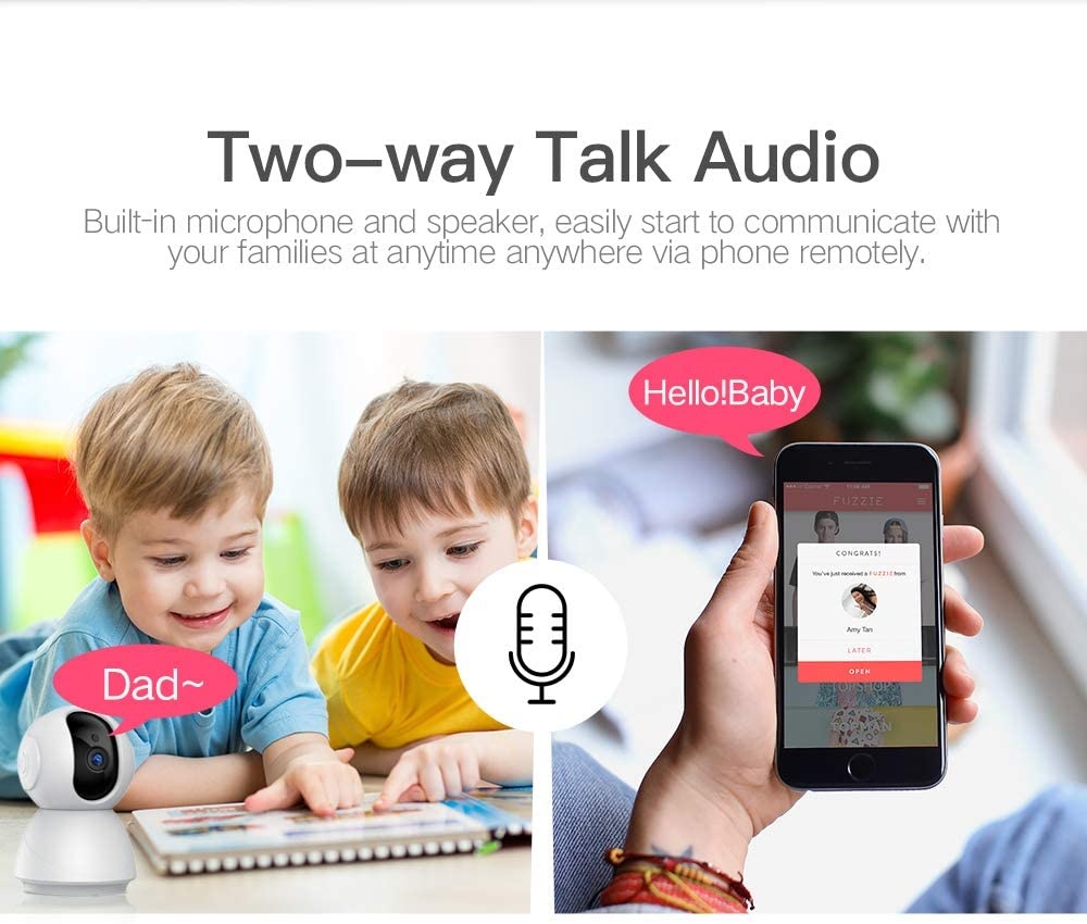 1080P WiFi Security Dome Camera, SDETER HD Home IP Wireless 2-Way Audio Motion Detection Night Vision Baby/Pet Monitor Compatible with iOS&Android