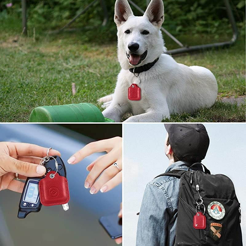 2 Pack  Genuine Leather Case for Tile MateTile ProTile SportTile StyleCube Pro Key Finder Phone Finder AntiScratch Protective Skin Cover with Keychain