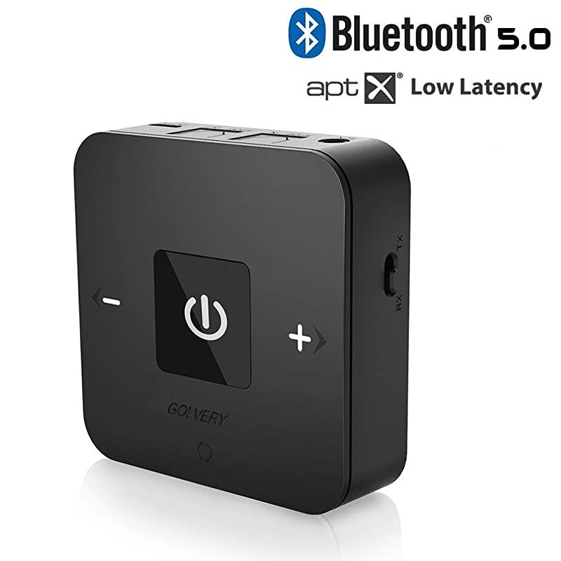 Bluetooth V50 Transmitter and Receiver Wireless Optical TOSLINK and 35mm Aux Adapter aptX Low Latency for TV Car Stereo Home Audio with SongVolume Control Supports 25 Hours Playing