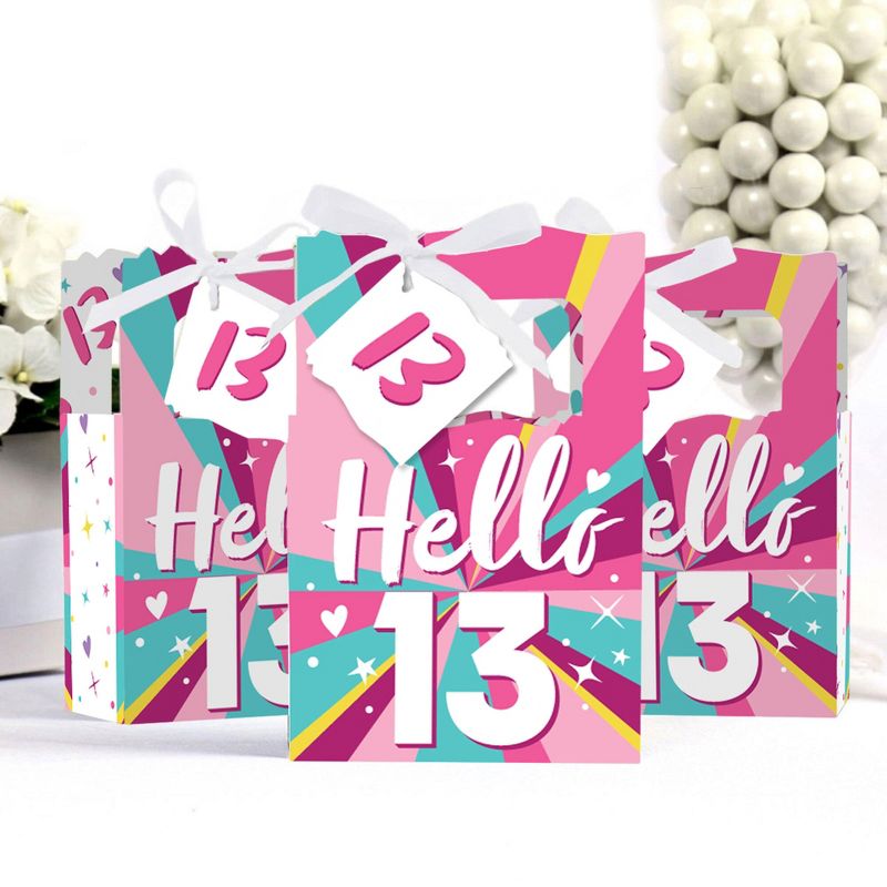 Big Dot of Happiness Girl 13th Birthday - Official Teenager Birthday Party Favor Boxes - Set of 12