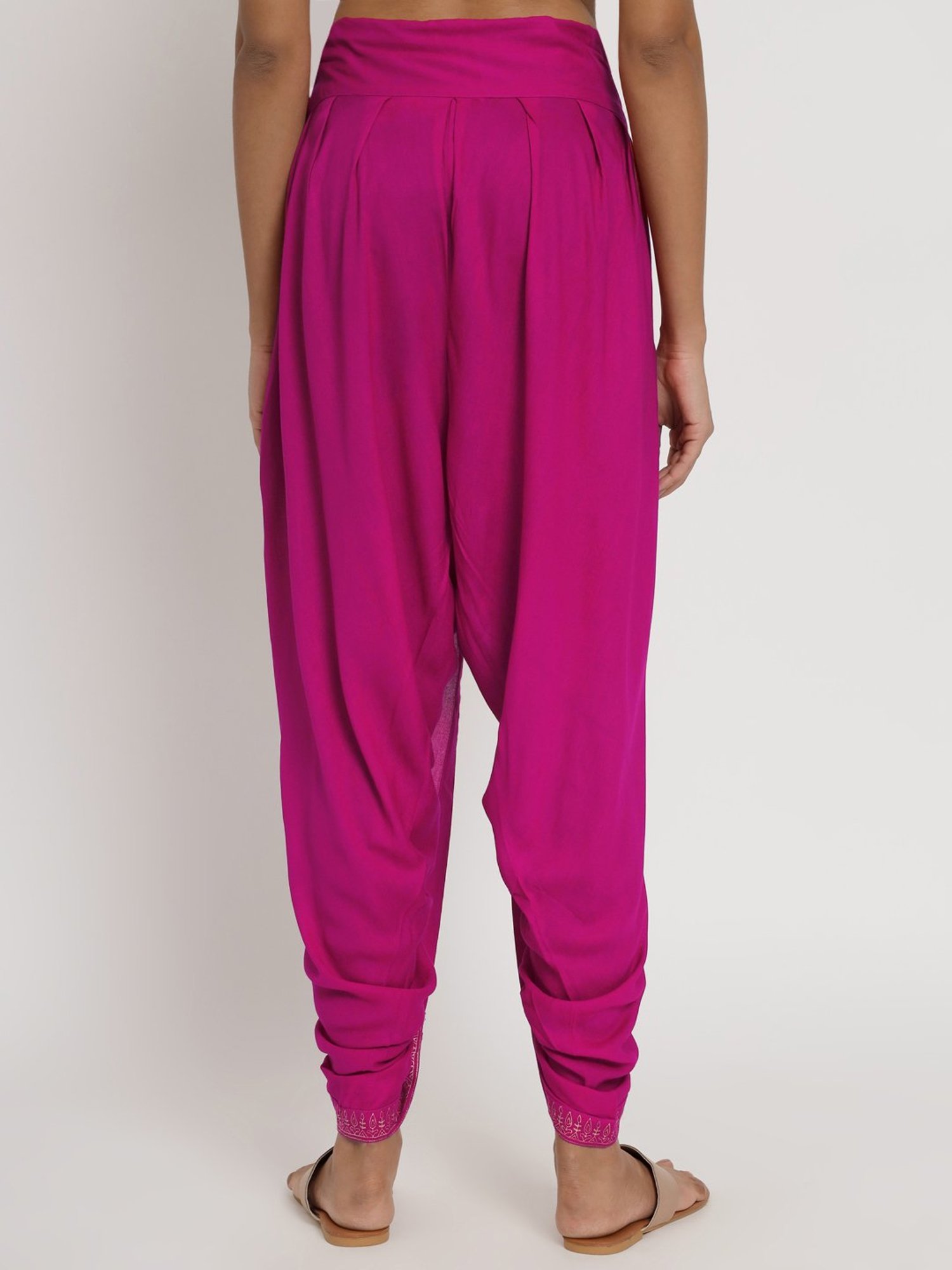 9rasa Fuchsia Hand Block Print Dhoti Pants