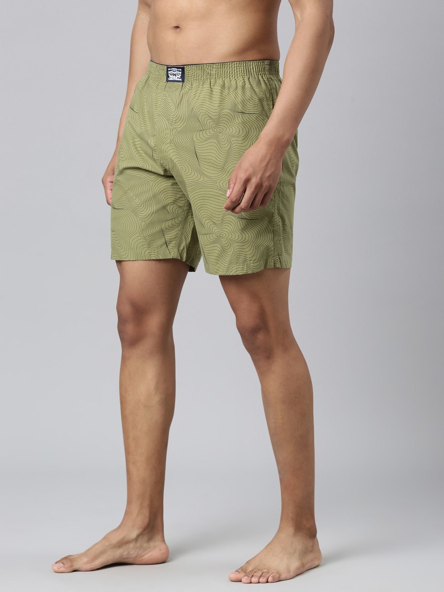 Levi'S Green Pure Cotton Relaxed Fit Printed Shorts