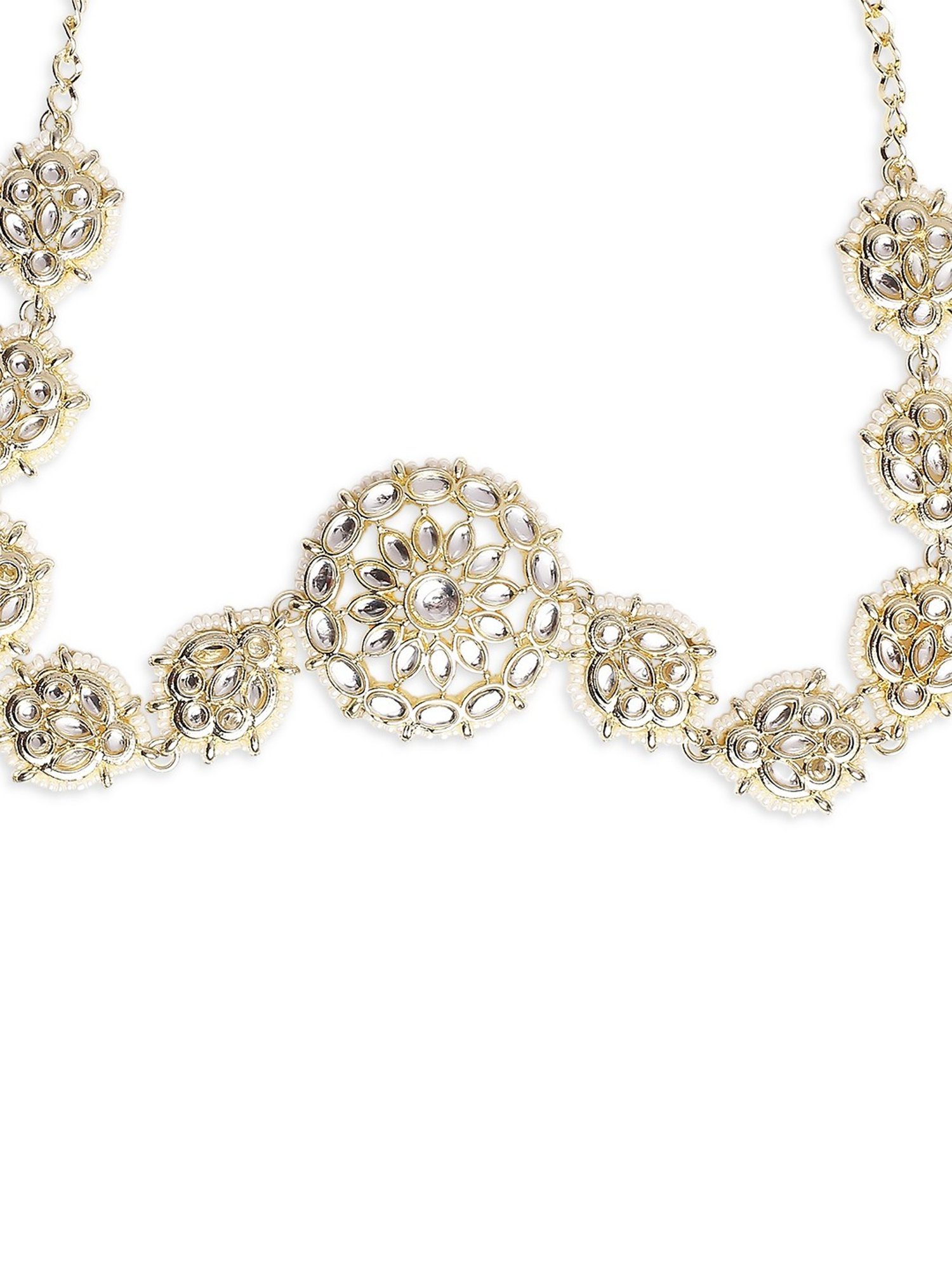 Oomph Gold Tone Kundan Floral Ethnic Jadau Matha Patti